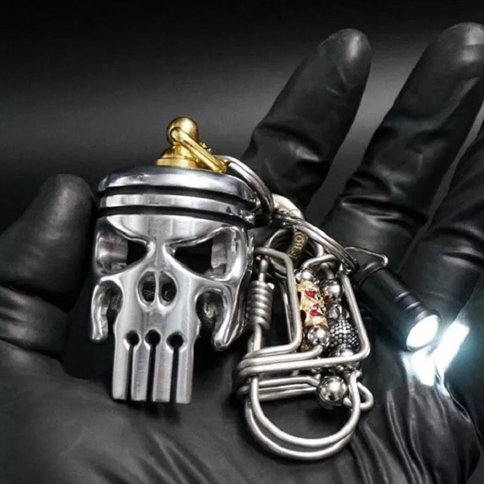 LIUL Piston Art Keychain, Keychain Made from Motorcycle Piston, Skeleton  Engine Model Keyring, Alloy Key Chain Ring, Mini Pendant, Flashlight &  Bottle