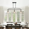 thumbnail image 4 of Industrial 3-Light Pendant Chandelier, Black Metal Frame & Clear Glass Shades, Adjustable Height for Kitchen Island, Dining Room or Living Room (Bulbs Not Included), 4 of 9