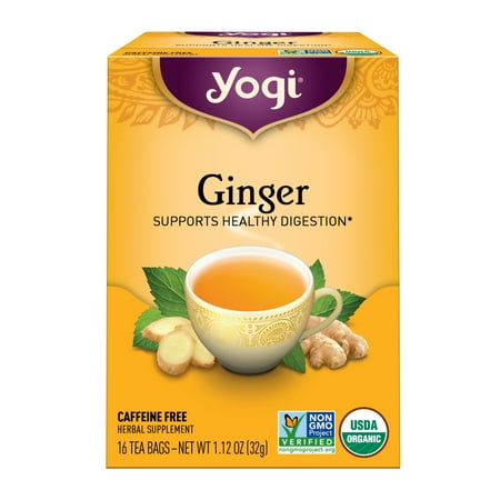 Yogi Ginger, Caffeine-Free, Organic Herbal Wellness Tea Bags, 16 Count