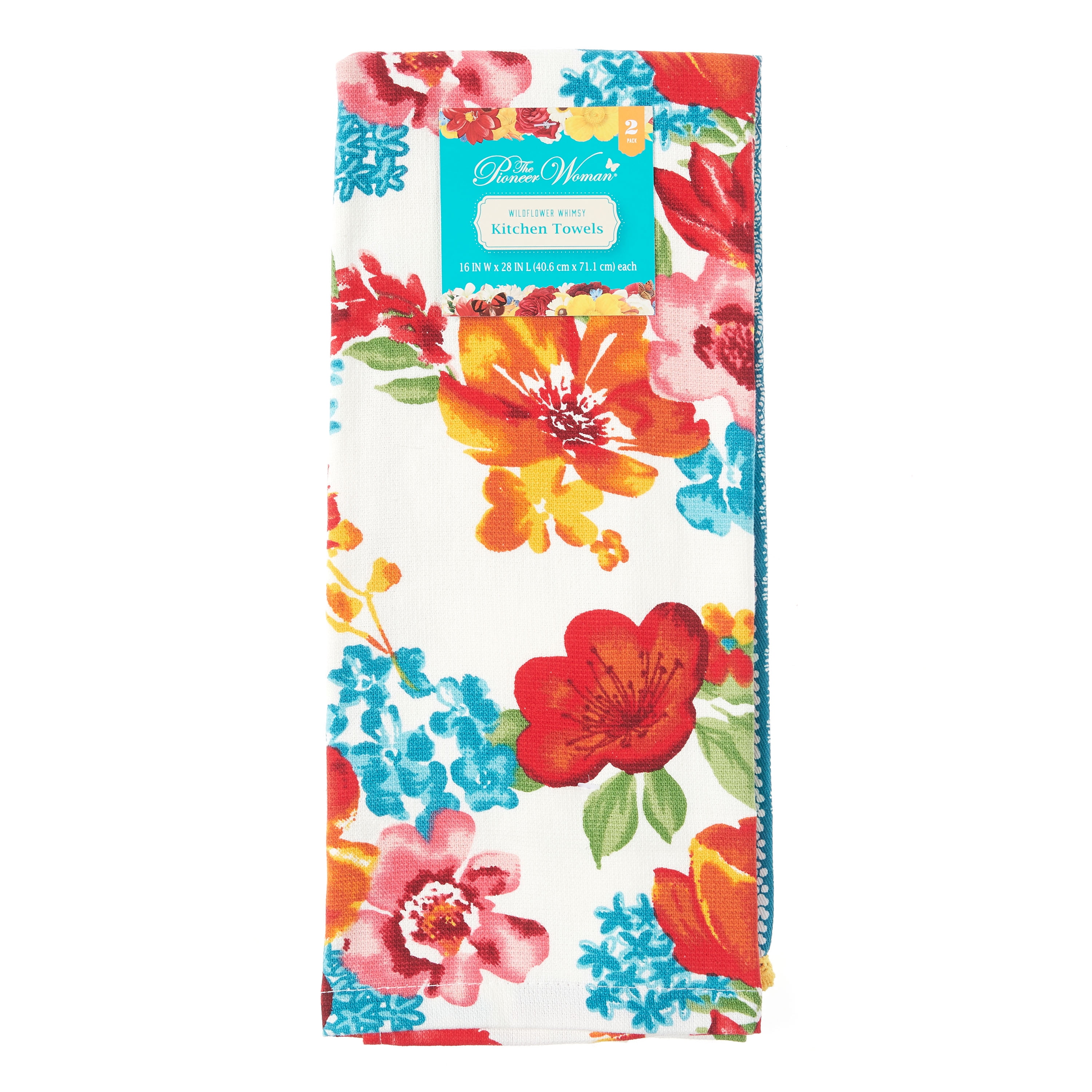 Sur La Table Flowers Tea Cups Printed Cotton Kitchen Tea Towel 18" x 28" 