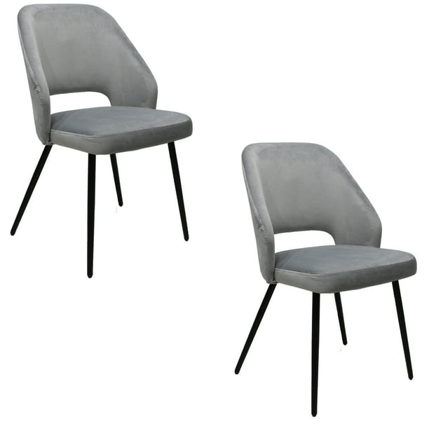 Set de 2 Sillas Minimalista Mundo In Asturias Madera Metal Tela Plata SILL0903736PLATA