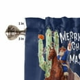thumbnail image 5 of Merry Christmas Kitchen Curtains and Valances Set, Cowboy Santa Claus Cactus Blue Rod Pocket Window Valance 18 Inch Window Curtain Panels for Living Room Bedroom Laundry, 27.5x36in, 3 Pieces, 5 of 7