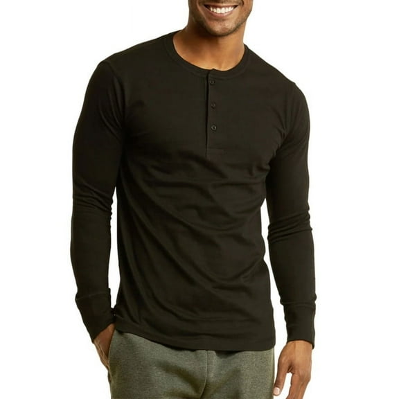 Men's Henley Shirts Cotton Long Sleeve Tops S-3XL Regular Big & Tall Breathable Comfy Basic Layering Top Menswear Underwear Classic Casual