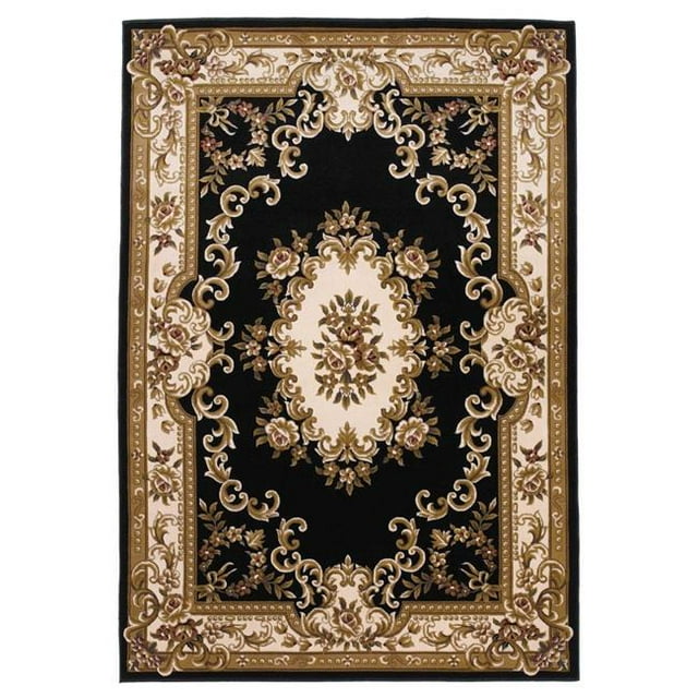 HomeRoots 353672 3 ft. 3 in. x 4 ft. 11 in. Polypropylene Black & Ivory Area Rug