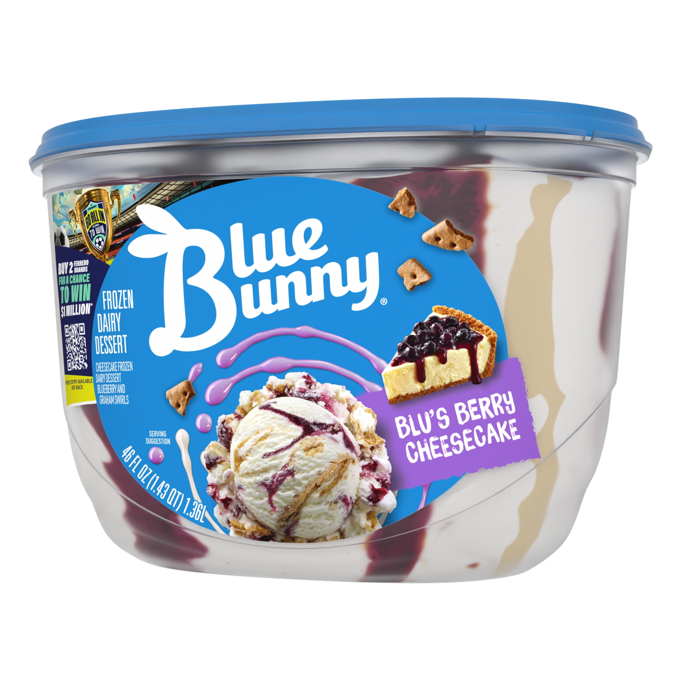 Blue Bunny Blu's Berry Cheesecake Blueberry Frozen Dessert, 46 fl oz Tub