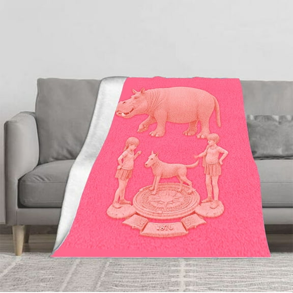 Cozy Flannel Blanket with Playful Hippopotamus Design - Perfect for Sofa Travel Bed and Chair - Soft & Warm
