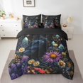 thumbnail image 2 of YST Halloween Raven Comforter Set, 7-Piece, Black Bird Floral, Full, 2 of 5