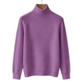 thumbnail image 4 of biudgviw Turtleneck Tops for Women Classic Fit Long Sleeve Sweaters Comfortable Loose Fit Knit Pullover Fall Winter Clothes(Purple,X-Large), 4 of 5