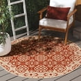 thumbnail image 2 of SAFAVIEH Courtyard Austin Geometric Indoor/Outdoor Area Rug, 7'10" x 7'10" Round, Red/Cream, 2 of 14