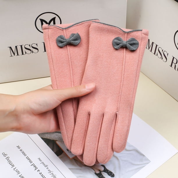 Guantes de terciopelo de conejo de imitación de otoño e invierno, guantes de bicicleta para mujer, guantes de montar deportivos cálidos con pantalla táctil de primavera y otoño e invierno