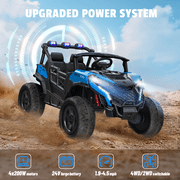 TOKTOO 24 Volt Ride on Toy for Big Kids, 24V Ride Ons with 4 Power EVA Wheels, 24V 2 Seater Battery Powered Ride on UTV Car, 4WD, 800W, 5.1 Mph, Kid Electric Car with Remote Control, Aged 3-8Y, Blue