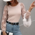 thumbnail image 2 of Otoño Invierno Suéter Ahueca Hacia Fuera Manga Larga Cuello Redondo Elástico Jersey Camisa De Punto para Mujer Albaricoque XL, 2 of 7