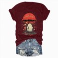 thumbnail image 5 of TOWED22 Women Funny Halloween Funny Ghost Graphic Tee Casual Spooky Print Fall Pumpkin Tops(Wine,S), 5 of 5
