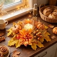 thumbnail image 5 of Fall Table Candle Rings,11" Artificial Maple Leaf Pumpkin Centerpiece Candleholder Wreath Thanksgiving Flower Harvest Farmhouse Decor, 5 of 6