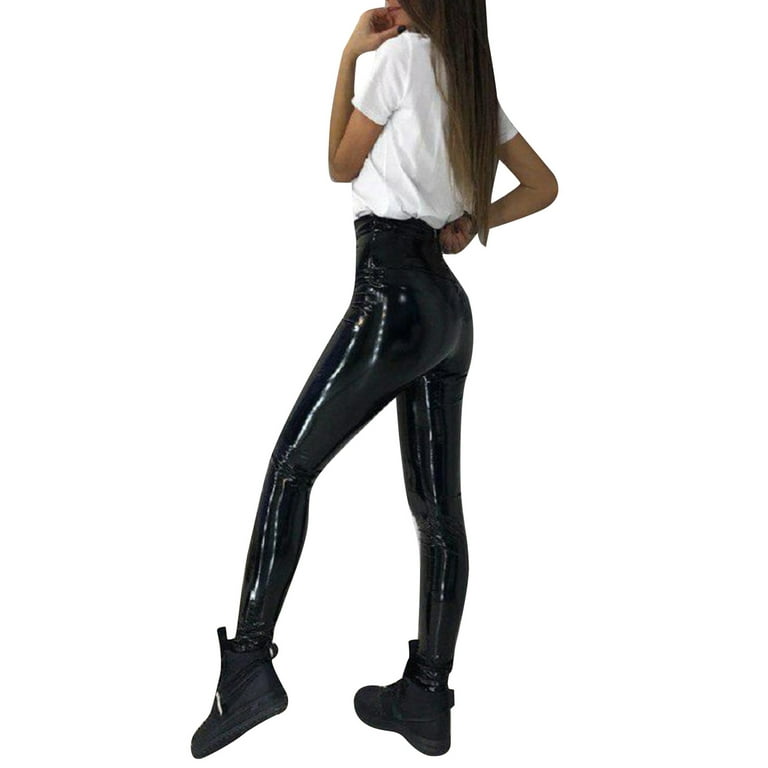JBEELATE Women Faux Leather Leggings Stretchy High Waisted Leather Pants  Skinny Pleather Tights Trousers 