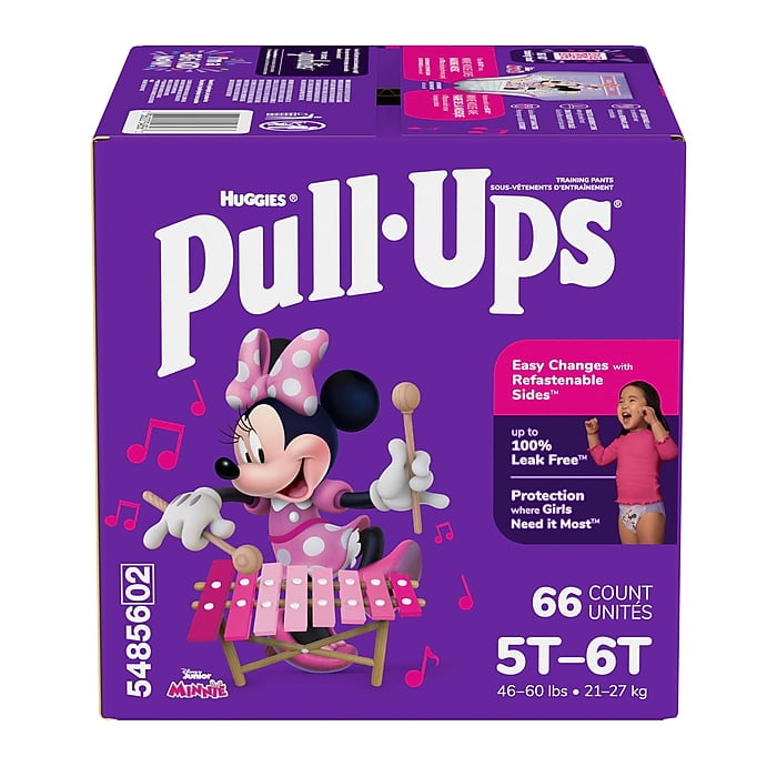 Huggies Pull-Ups Refastenable Sides Girls Potty Training Pants with Disney Minnie Mouse, 5T-6T, 66 Count