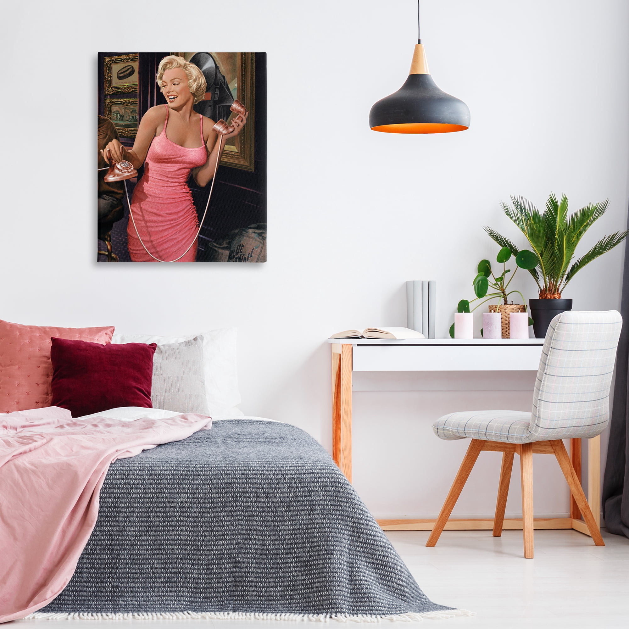 Stupell Industries Marilyn's Call Portrait Novelty Painting Gallery Wrapped Canvas Art Print Wall Art, 30 x 40