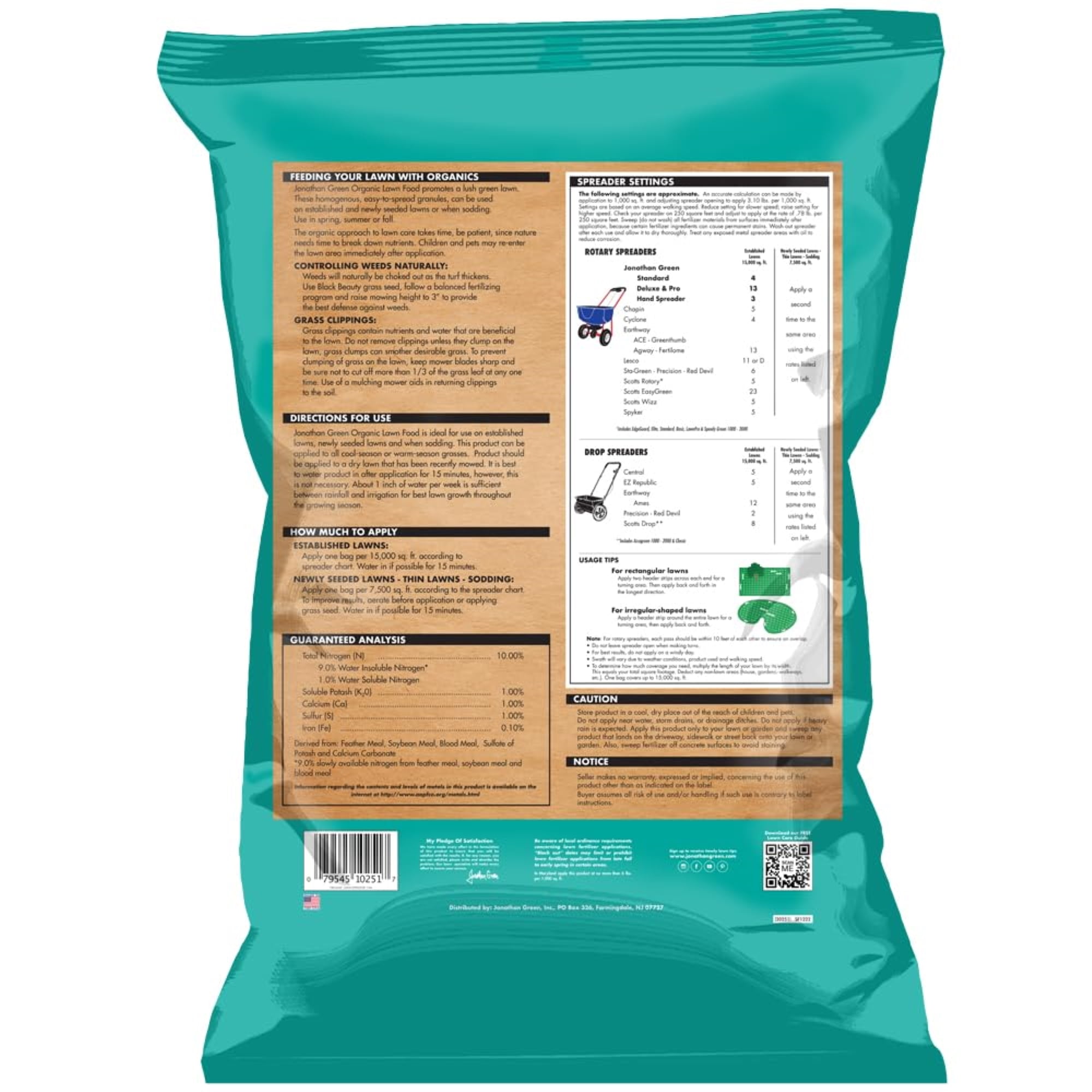 Jonathan Green Organic Lawn Food - 10-0-1 NPK Ratio, Natural Fertilizer, 1 Size