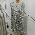 thumbnail image 4 of Summer Pants for Women Ladies Fashion Sequin Banqueting Party Dance Hottie Dress Strapless Skirt Dress Silver Running Lounge Pant XXL, 4 of 7
