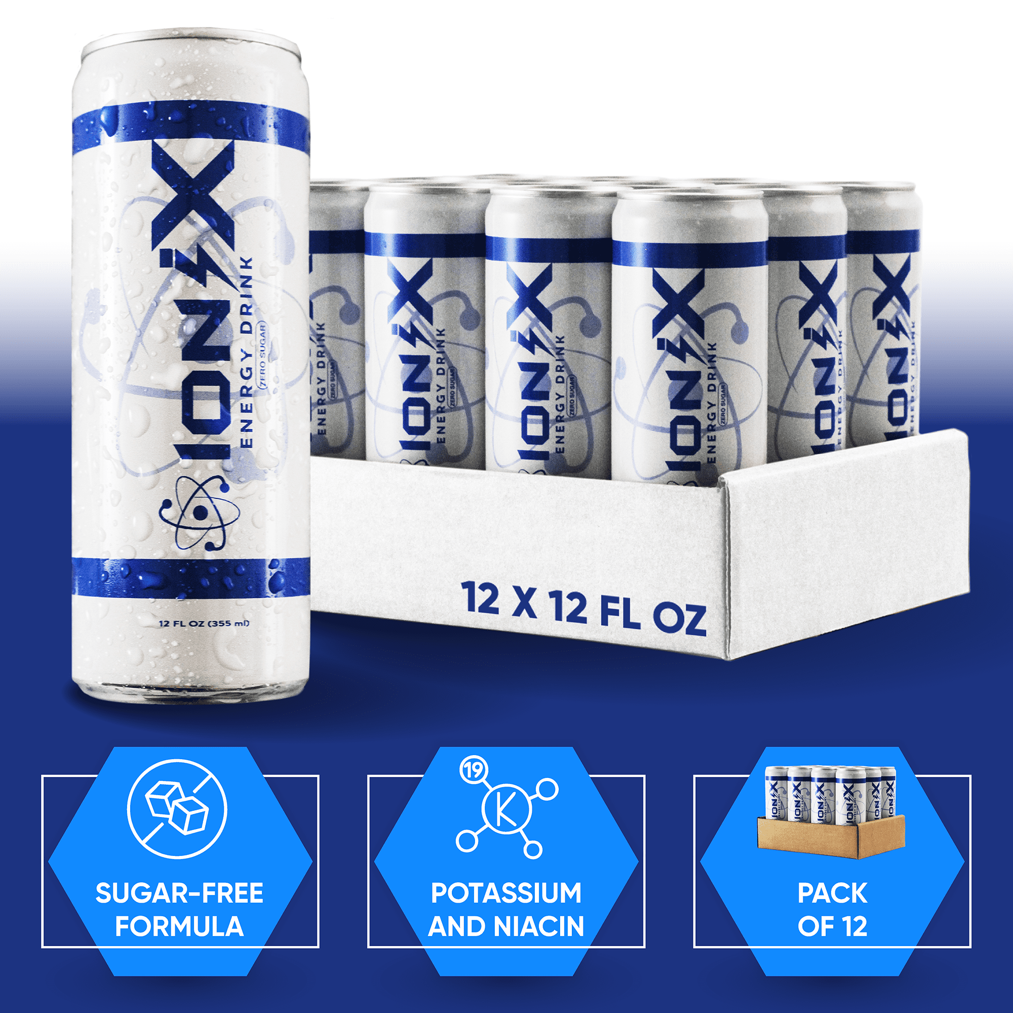 IoniX Zero Sugar Energy Drink 12ozx 12pk