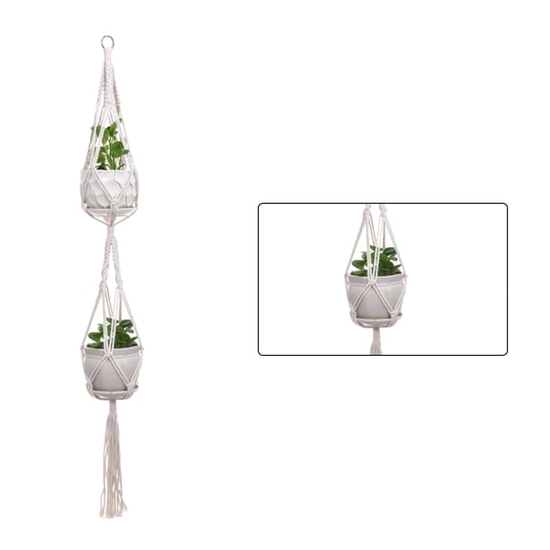 Yuarrent Cestas colgantes 100 hechas a mano, soporte para plantas, macramé, colgador de plantas, maceta para colgar en la pared interior, soporte para Jardín y Patio No.28 Yuarrent HA001777-28