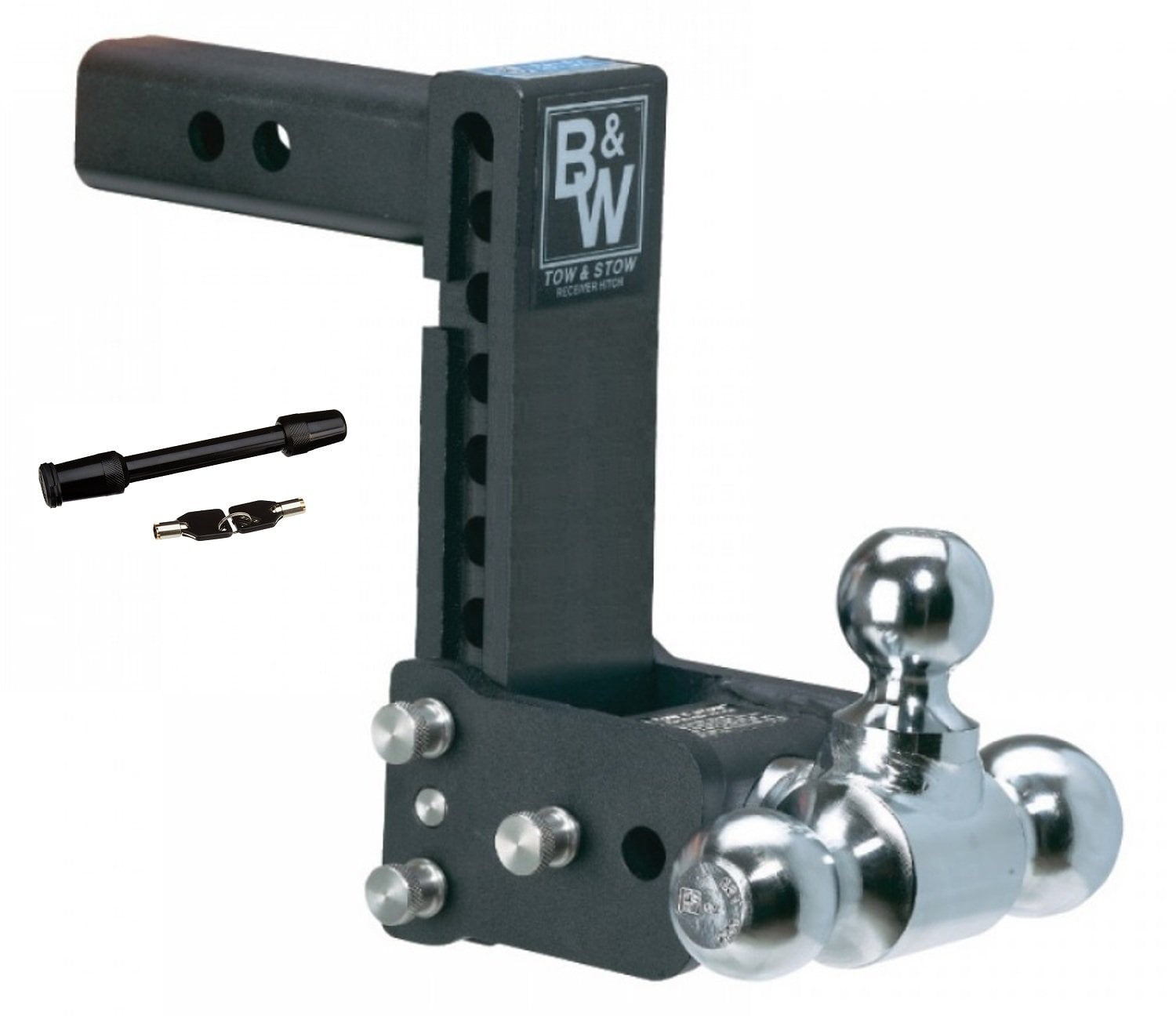 B/&W Hitches TS20037B 5 Drop /& 4-1//2 Rise Ball Mount w//2 x 2-5//16 Dual Ball and 5//8 Black Receiver Hitch Lock Bundle