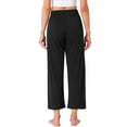 thumbnail image 3 of INSPIRE CHIC Womens Wide Leg High Waist Pull on Ribbed Knit Casual Drawstring Palazzo Trousers Cropped Pants M Black, 3 of 5