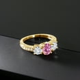 thumbnail image 3 of Gem Stone King 18K Yellow Gold Plated Silver Ring Pink Moissanite Lab Grown Diamond (2.02 Cttw, Size 6), 3 of 4