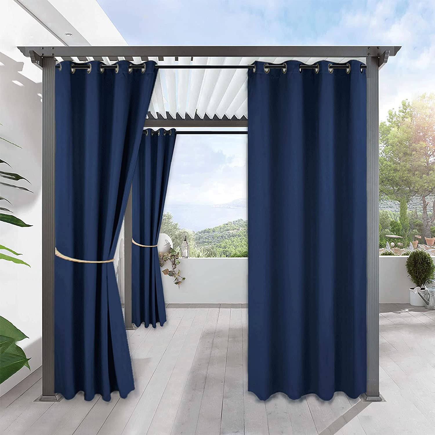 1 Panel Pro space 58 x 120 inch Outdoor Curtain Colored Lines Print Curtain Gazebo Patio Curtain Drape Grommet Top Blackout Porch Blackout Protected Waterproof Curtain/Drape 
