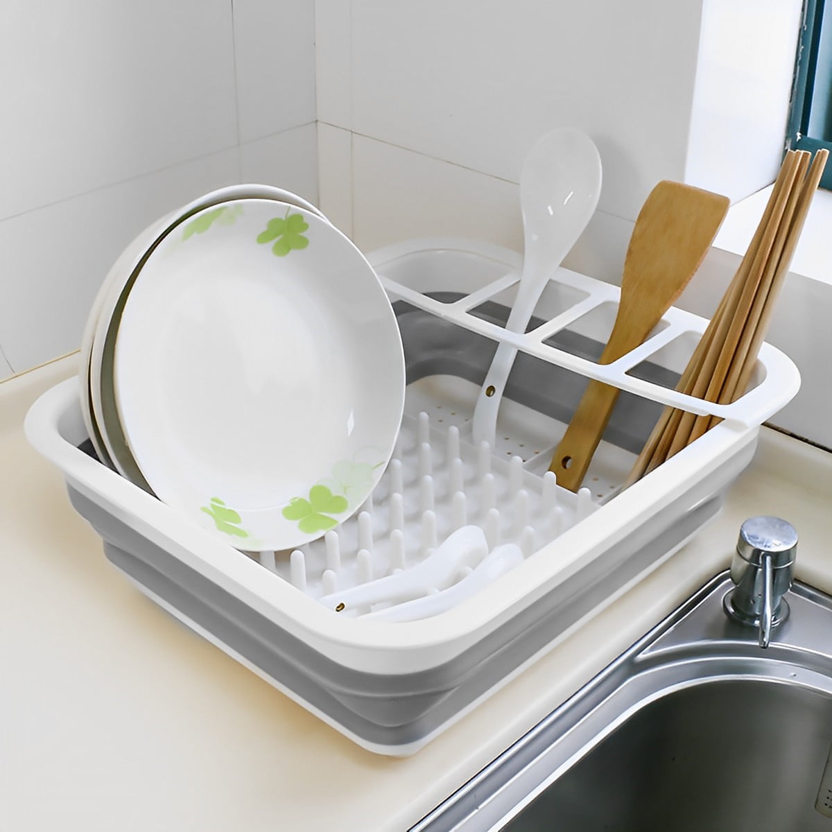 Collapsible Dish Rack Drainer Drying Portable Cutlery Dryer Space Saving  Kitchen