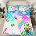 thumbnail image 2 of Erosebridal Cartoon Mermaid Twin Sheet Sets, Fairy Tale Bedding Twin Size, Marine Princess Reversible Bed Sheets Twin, Ultra Soft Room Decor, 3 Pieces, 2 of 7