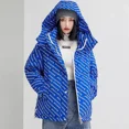 thumbnail image 2 of Abrigos con capucha para mujer, cuello alto, chaquetas gruesas con estampado de plumón de pato blanco, ropa holgada de estilo coreano, ropa informal cálida de invierno para mujer, 2 of 4