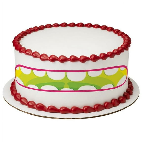 Monster Mouth Green 3 Strips Edible Frosting Photo Cake Border Decoration #599