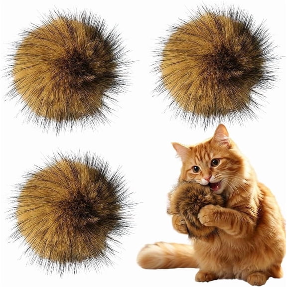 Cat Toy Faux Rabbit Fur Ball, Soft Rabbit Fur Catnip Balls,Fluffy Catnip Toy for Indoor Cats,Washable & Fun to Chase for Exercise and Bonding (Ball/4pcs)