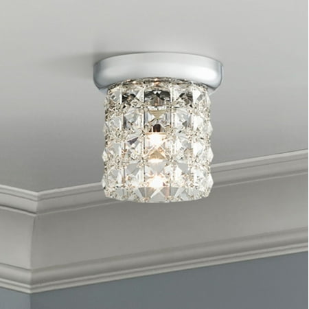 

Vienna Full Spectrum Luxury Ceiling Light Flush Mount Fixture Chrome 4 3/4 Wide Studded Crystal for Bedroom Kitchen Living Room