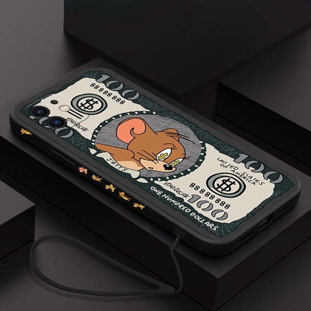 Funda de teléfono de dibujos animados Tom y Jerry para iPhone 14 13 12 11 Pro Max Mini X XR XS MAX SE20 8 7 Plus 6 6S Plus con correa de mano Fivean unisex