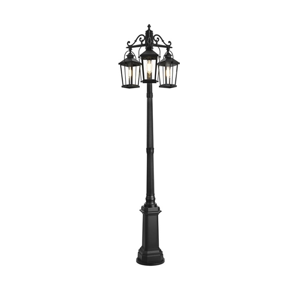 Pemberly Row Contemporary 84" Outdoor Post Light With Pole in Black