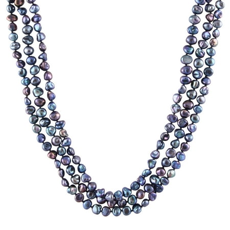Cultured Keshi Pearl Necklace - Handpicked A Quality 6-7mm Black Keshi Cultured Pearl Strand Endless 64