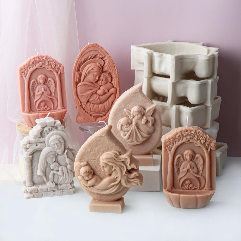 Osdhezcn Statues Moulds Religious Candle Making Molds Sculpture Molds Silicone Texture