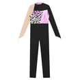 thumbnail image 6 of Lejafay Girls Figure Ice Skating Leotard Full Body Bodysuit Kids Shiny Metallic Jumpsuit Dance Mesh Pink 10, 6 of 7