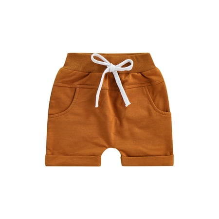 

TFFR Toddler Baby Boy’s Cotton Shorts Solid Color Tie-up Elastic Waist Short Pants Bottoms