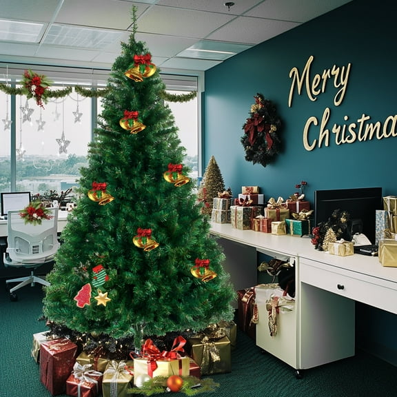 7FT Christmas Trees, Artificial Christmas Tree with Lush 1100 Tips, Outdoor Indoor Christmas Trees for Home Office Shop Decorations, Christmas Decor Xmas Tree with Sturdy Metal Base, Green