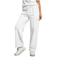 thumbnail image 4 of Capris Yoga Pants for Women New Wide Leg Linen Pants for Women Casual Loose Elastic Waist Casual Pants with Pockets Summer Breathable Comfy Trousers Daily Wear, 4 of 8