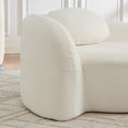 thumbnail image 4 of Newest Modern Oval Single Lazy Sofa Chair, Beige Bouclé Fabric with Integrated Backrest, Side Armrest & Pillow, Space-Saving, 4 of 11