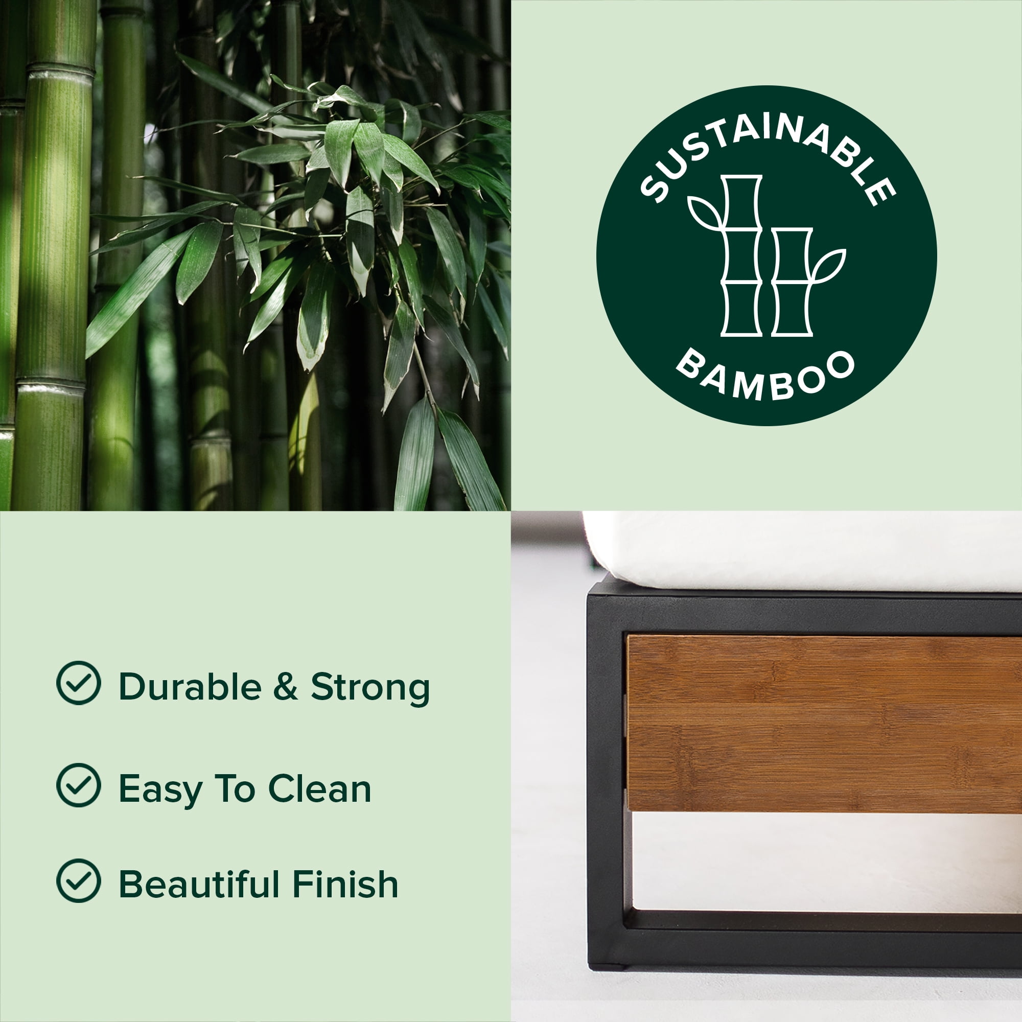 Zinus Good Design Winner Suzanne 6" Bamboo and Metal Platform Bed - Chestnut Brown, Twin