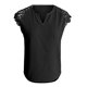 thumbnail image 2 of Gibobby Top de chaleco de manga de encaje con cuello en V y temperamento de Color sólido a la moda para mujer(Negro,G), 2 of 4