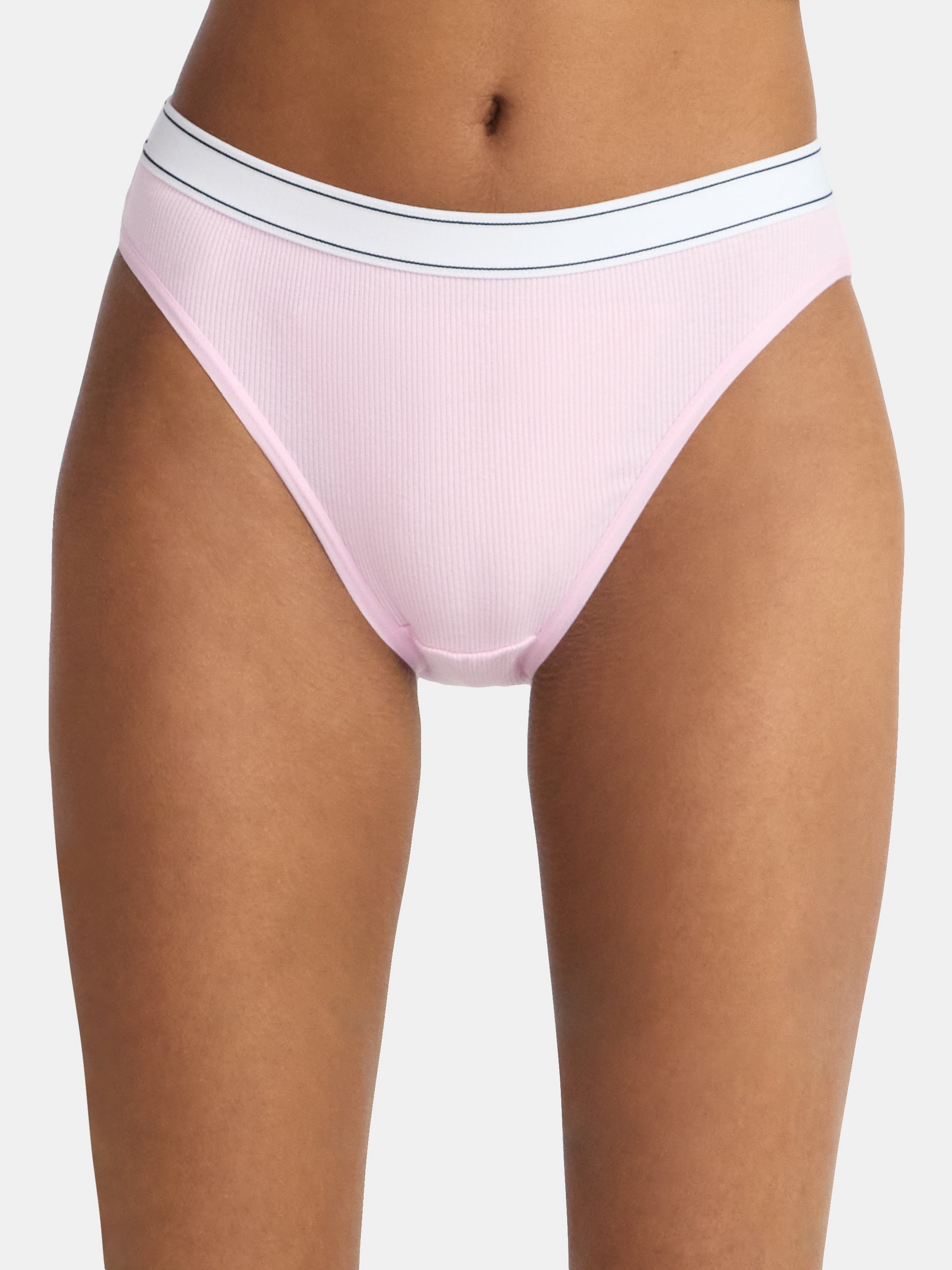 No Boundaries Stretch Ribbed Hi-Cut Cheeky Panties, 5-Pack, Women's