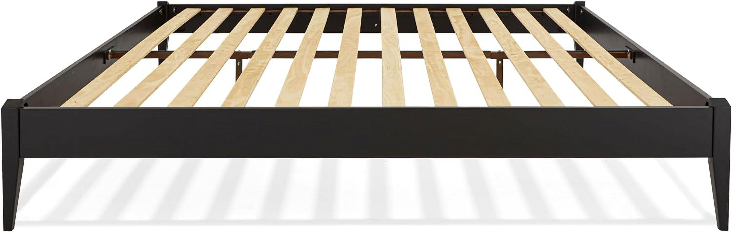 Dinkee King Platform Bed Frame Wood 15 Inch - Solid Wood Bed Frame - Modern & Minimalist Style - 12 Strong Wood Slat Support - Easy Assembly - No Box Spring Needed - Black