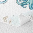 thumbnail image 5 of Manfei Marine Octopus Bed Spread Queen,Cute Ocean Animal Queen Coverlet Set,Green White,3 Pieces, 5 of 7