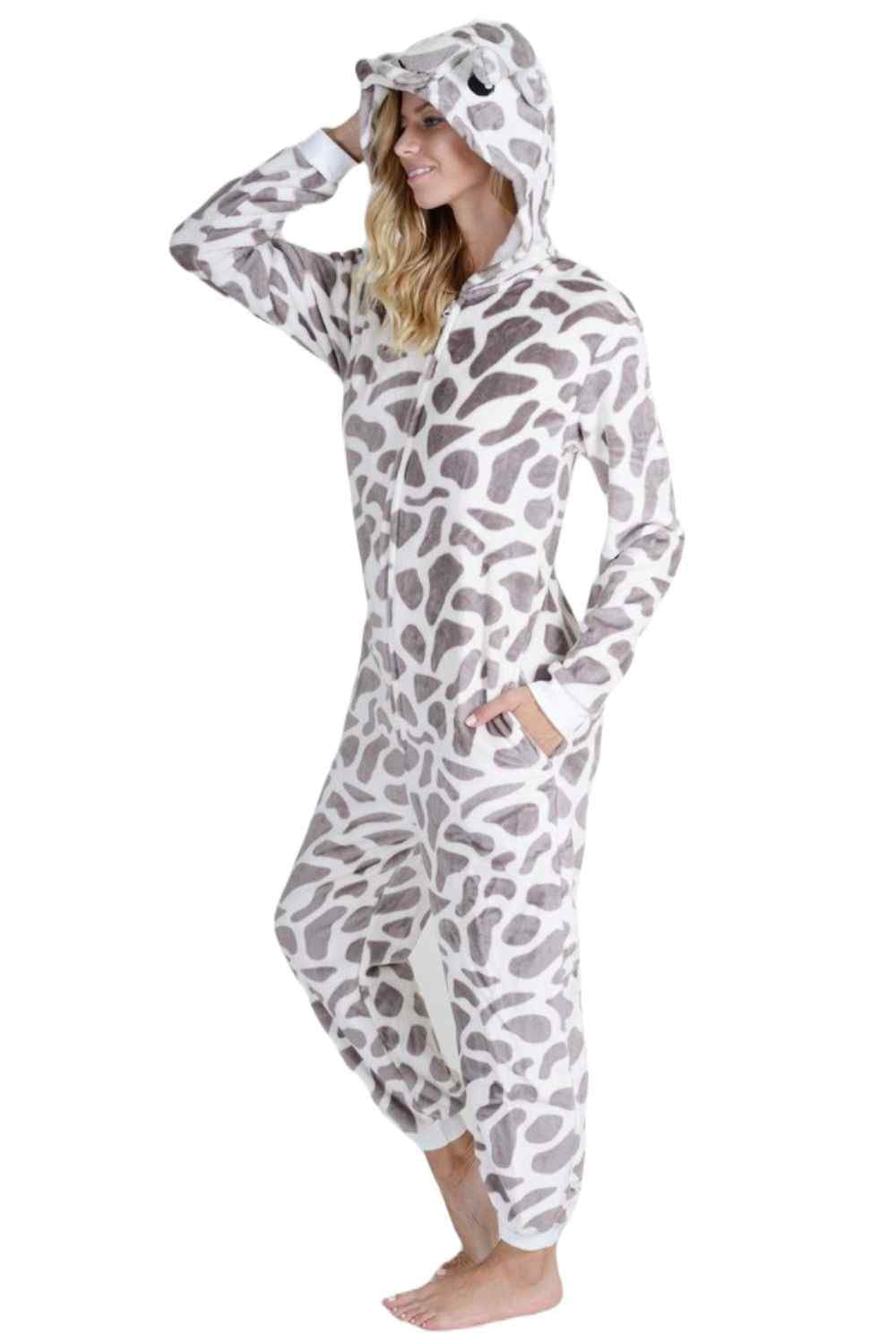 Women's Plush Animal Onesie Pajama, Giraffe, L/XL